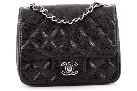 Chanel Square Single Flap Quilted Diamond Mini Caviar Black